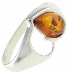 Каблучка з бурштином «Серце»